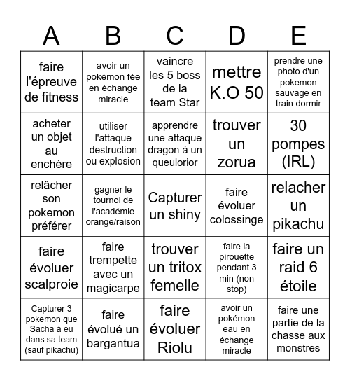 Bingo pokemon Bingo Card