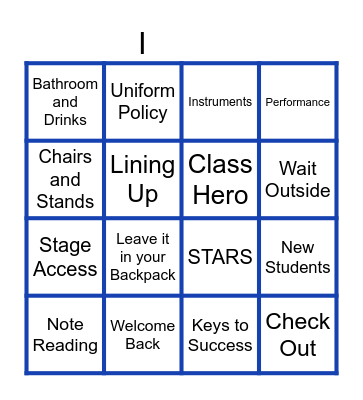 Welcome Back Bingo Card