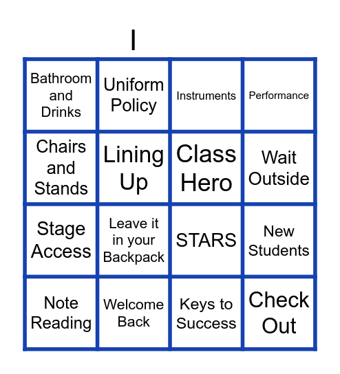 Welcome Back Bingo Card