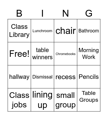 Procedures Bingo Card