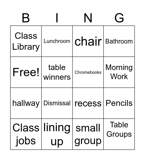 Procedures Bingo Card
