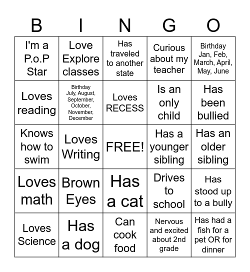 Getting To Know You Bingo! Bingo Card