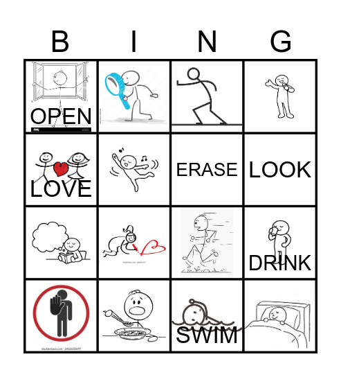 VERBS show actions! Bingo Card