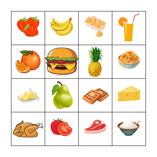 FOOD Bingo Card
