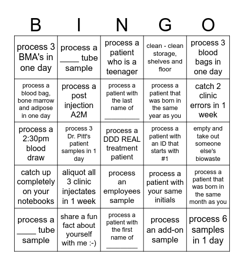 LAB BINGO Card