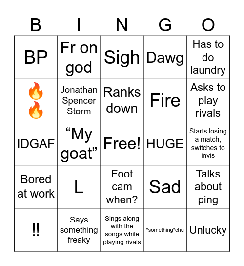 Soundwave Bingo Card