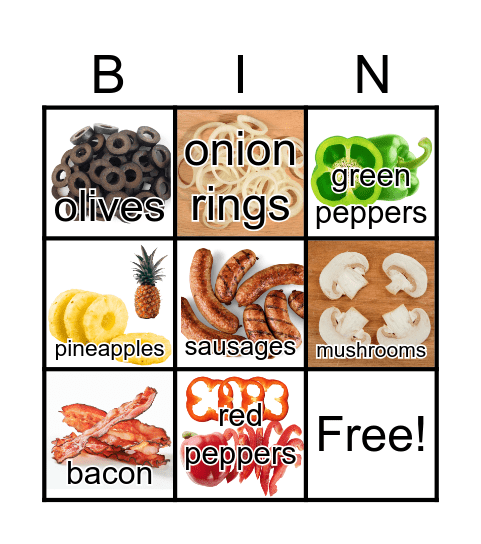 Pizza! Bingo Card