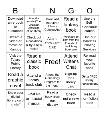 Library Bingo Challenge Bingo Card