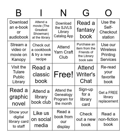 Library Bingo Challenge Bingo Card