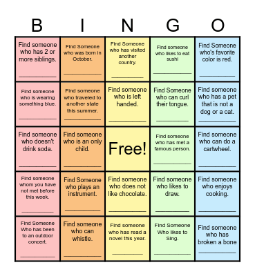 Find Someone Who... Bingo Card
