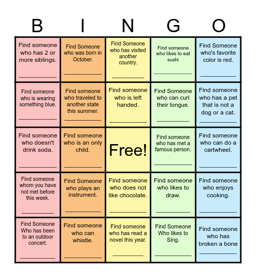 Find Someone Who... Bingo Card