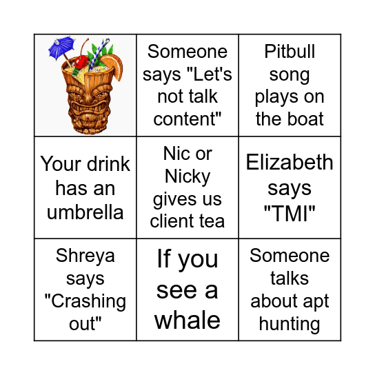 Tiki Time Bingo Card