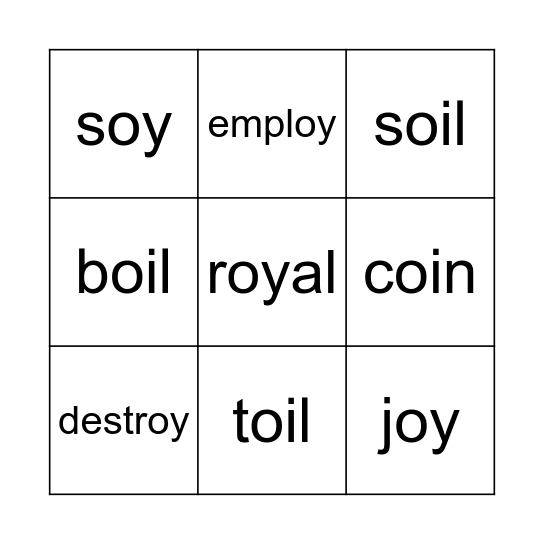 oi/oy bingo Card