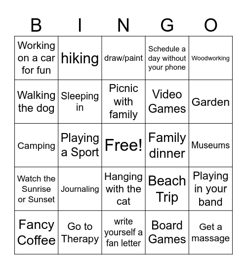 Work-Life Balance - The life edition Bingo Card