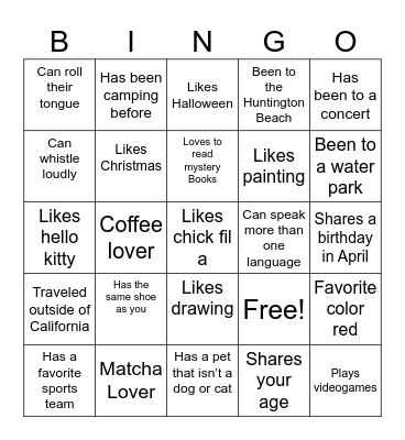 Find Someone Who … Bingo Card