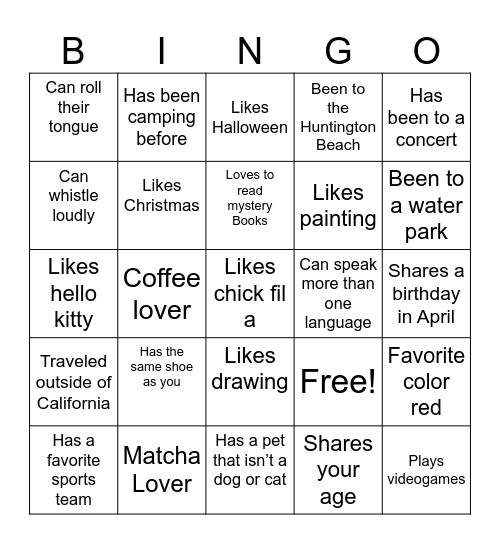 Find Someone Who … Bingo Card