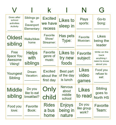 Get To Know You Bingo Card