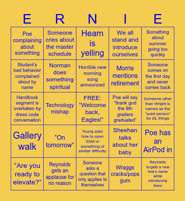 Week 0 Bingo Card