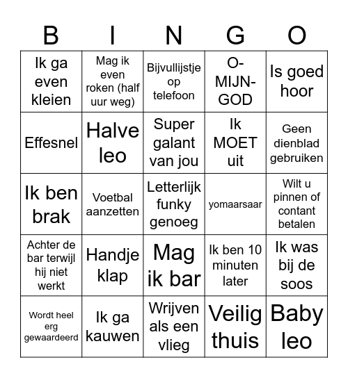 Noël Bingo Card