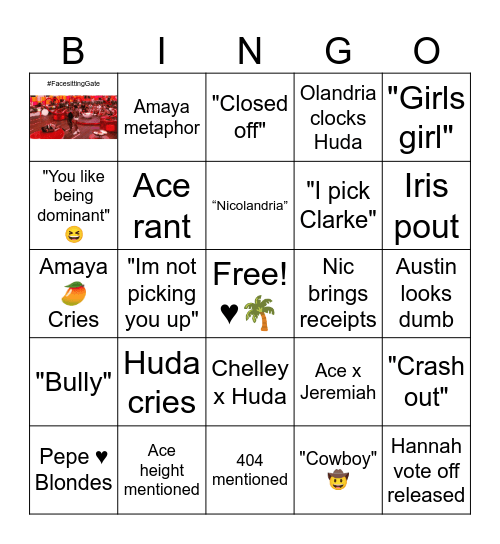 Love Island Bingo Card