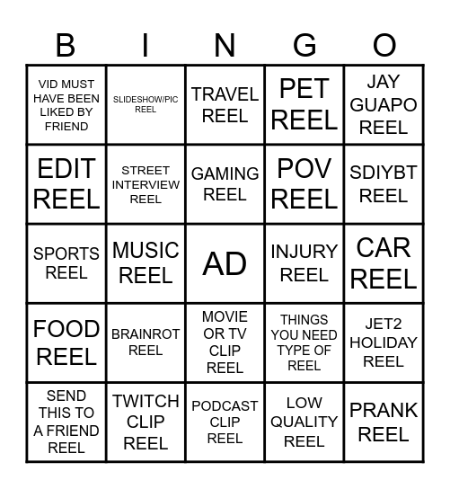 REELS BINGO Card