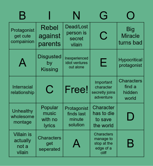 The Disney Movie Checkmark List Bingo Card