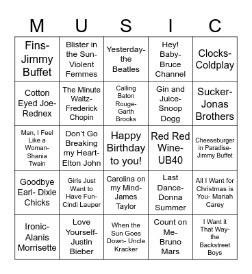 scotty songs Bingo Card