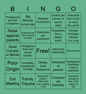 The Disney Movie Checkmark List Bingo Card