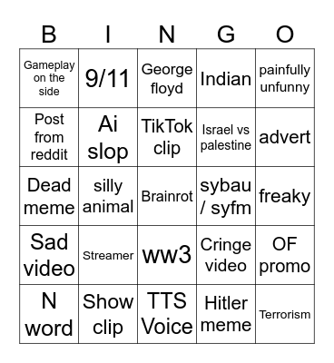 Instagram Reels bingo Card
