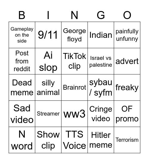 Instagram Reels bingo Card