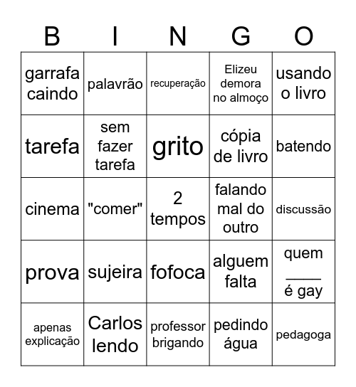 Escola 2025 Bingo Card