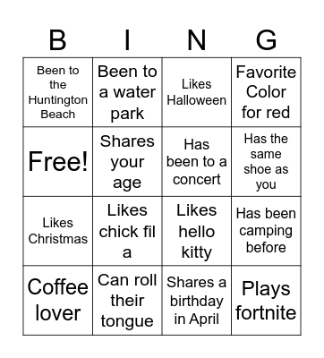 Find someone who Bingo Card
