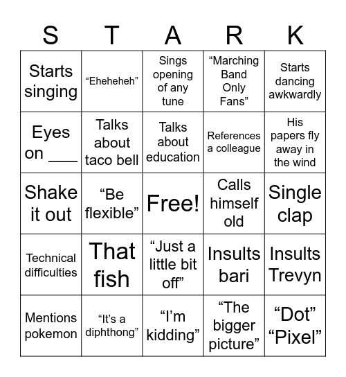 STARK Bingo Card