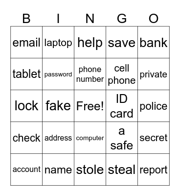 Fraud Prevention Bingo Card