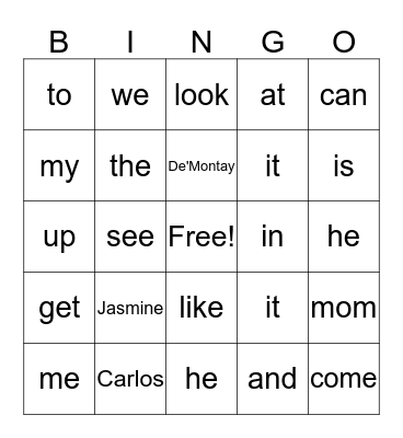 Friday Fun Bingo Card