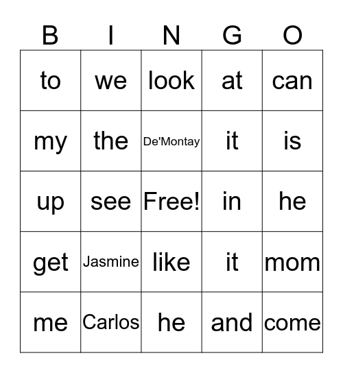 Friday Fun Bingo Card