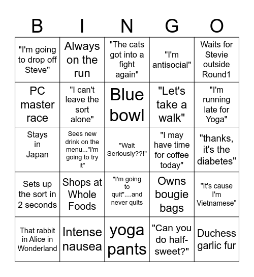 Pauline Bingo Card