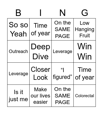 What did he say??? Bingo Card