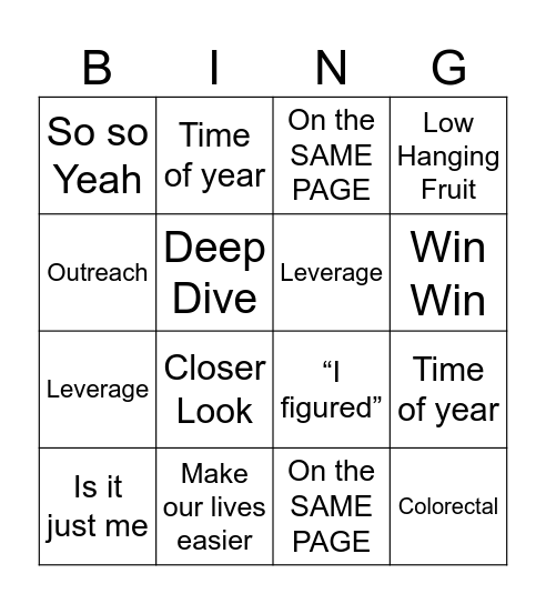 What did he say??? Bingo Card