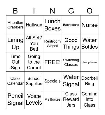 Rules & Procedures Bingo - First Day of School Bingo Card