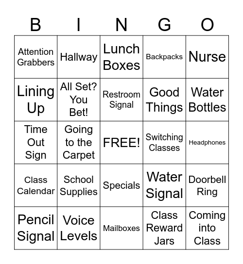 Rules & Procedures Bingo - First Day of School Bingo Card