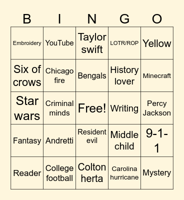 Emmy bingo Card