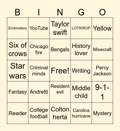 Emmy bingo Card