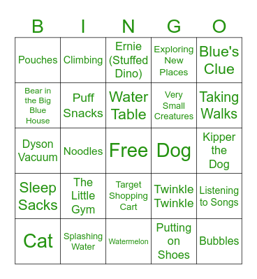 Favorite Things Bingo Card