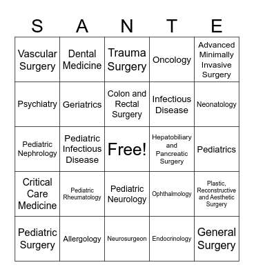 SAMPLE BINGO CARD Bingo Card