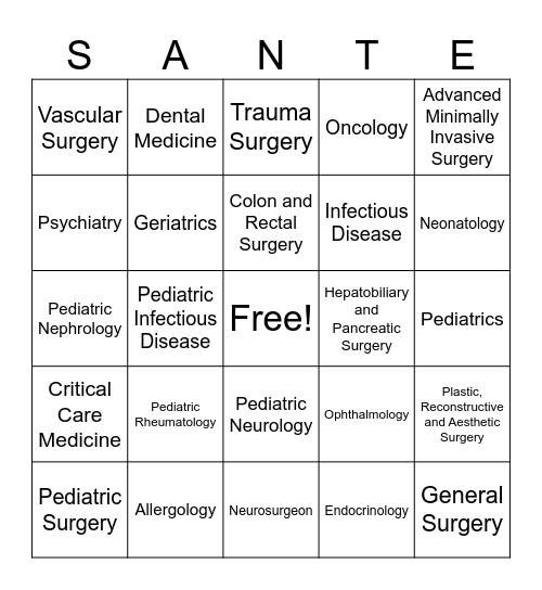 SAMPLE BINGO CARD Bingo Card