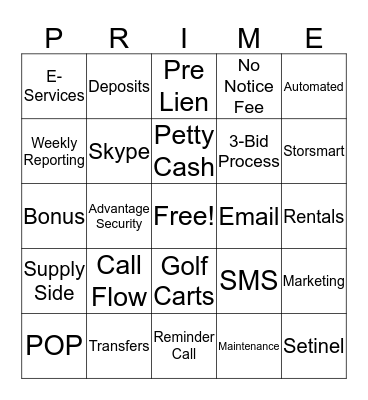 Prime Bingo Card