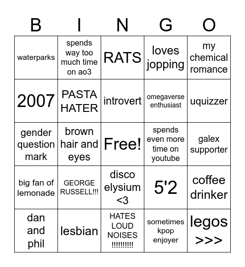 MY BINGO Card