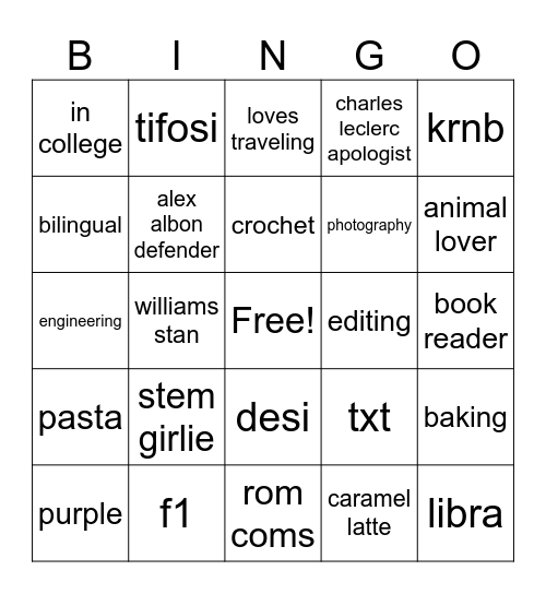 my bingo Card