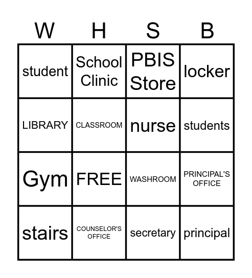 Places at School Bingo Card